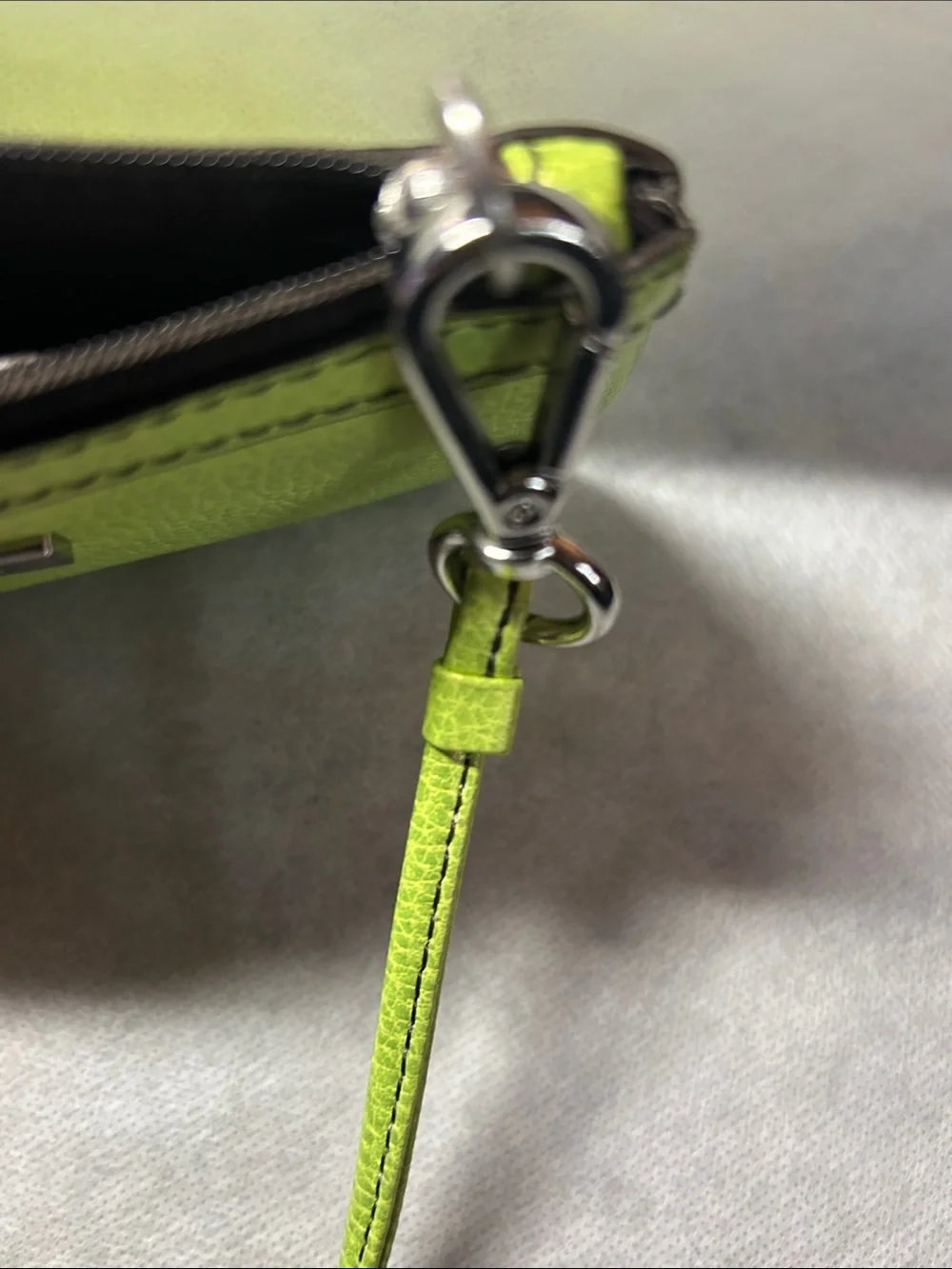 Calvin Klein Neon Green Leather Wristlet Clutch